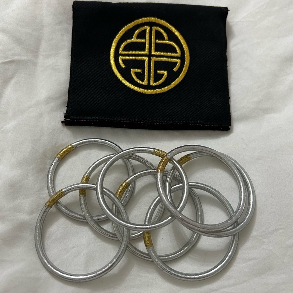 Budhagirl Silver and Gold Bangles Set